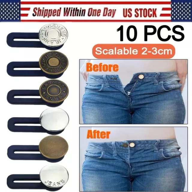 10 Pcs-Expander Button for Extender Jeans Pants Collar 5 Styles Pants Waist-USA
