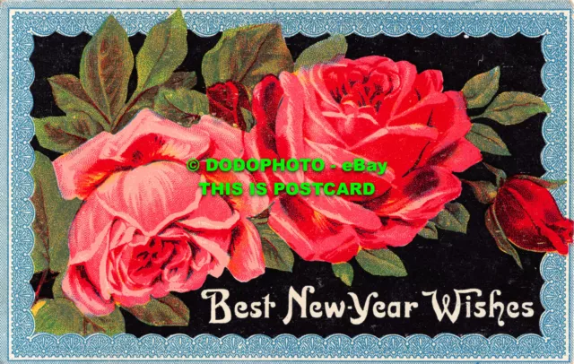 R478588 Best New Year Wishes. Roses. Postcard