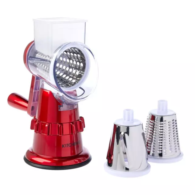 New Kitchen HQ Speed Grater with 3 Different Inserts & Suction Base ~ NWOT