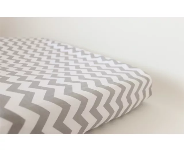 GOOSEBERRY Fitted Change Table Mat Pad Cover Cotton Chevron Grey