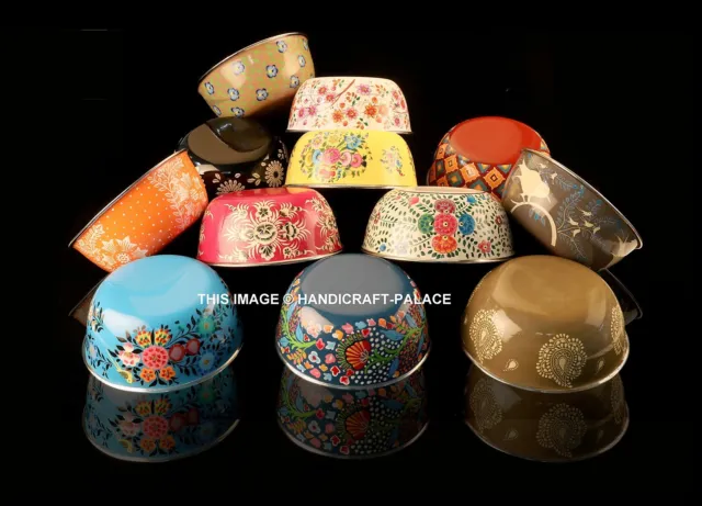 10 PC Wholesale Lot Stainless Steel Bowl Hand Painted Flower Serving Bowls Bowl