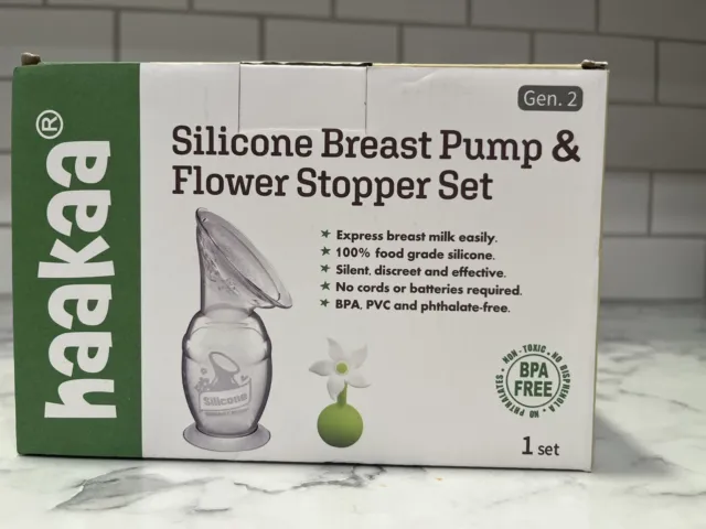 Haakaa Silicone Breast Pump & Flower Stopper Set (Green) Gen. 2 Newborn Baby
