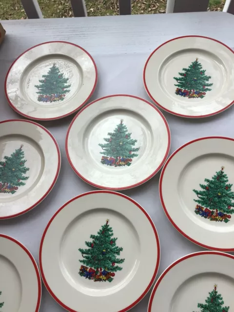 VTG  HOLLY SPRUCE 8 SALAD PLATES 8" TAYLOR SMITH TAYLOR 1950”s Christmas Tree