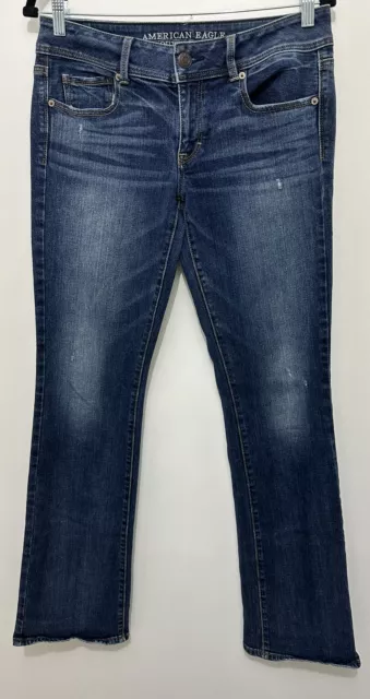 American Eagle Outfitters Women’s Blue Denim Kick Boot Medium Wash Jeans Size 8L