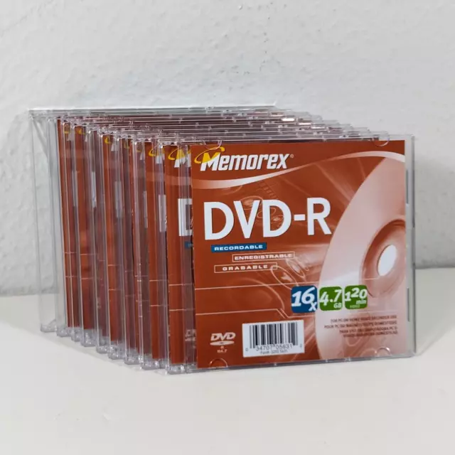 Memorex DVD+R 16X 4.7GB Data 120 Min Video Recordable Blank Media 9 Disks