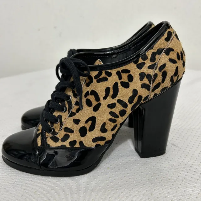 KELSI DAGGER | Zanti Calf Hair Cheetah Oxford Heel Womens Boho Chic Party Sz 7M