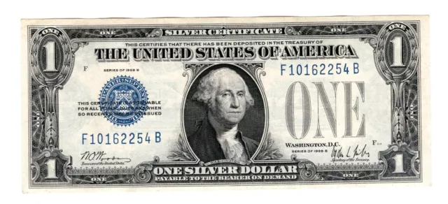 1928-B $1 One Dollar Blue Seal Note Silver Certificate FunnyBack Uncirculated