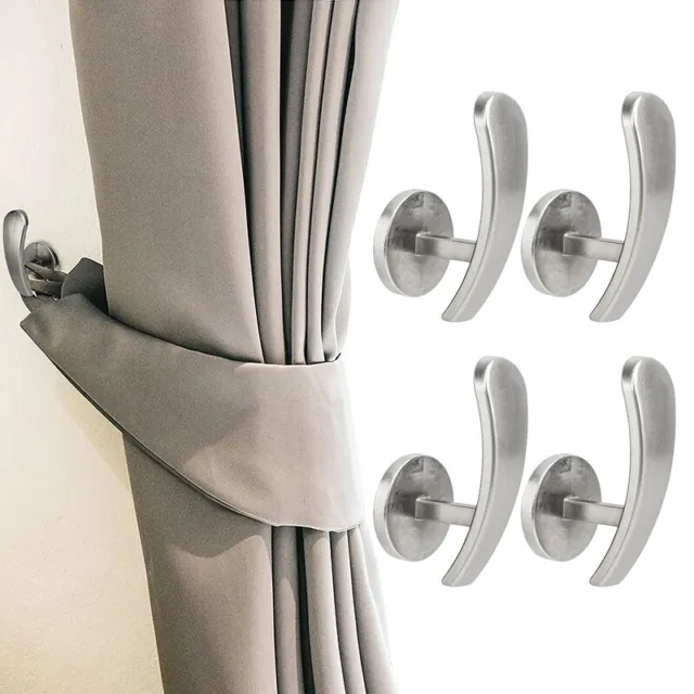 4Pcs Wall Mounted Metal Curtain Hooks Holdback Decorative Drapery Curtain Hanger