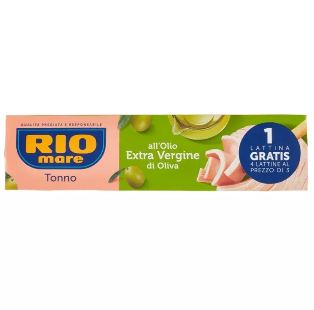 TONNO RIO MARE - ALL' OLIO EXTRA VERGINE DI OLIVA - 4x80 gr - PESCE - BARATTOLO-