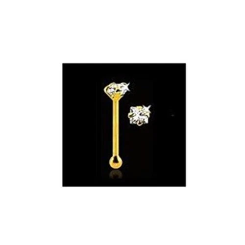 10K Solid Gold nose bone pin ring stud 1.8mm Square 22G