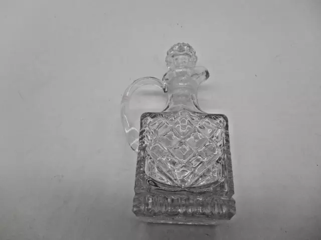 Pretty Square shaped Cut Crystal 6.5" Handled Cruet with Stopper