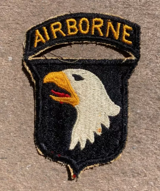 WWII US Army 101st Airborne Division Patch Screaming Eagle Type 3 Attached Tab