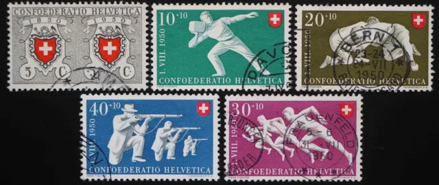 1950 Schweiz, Serie Pro Patria, Musterbild, gestempelt, MiNr. 545/49, ME 45,-