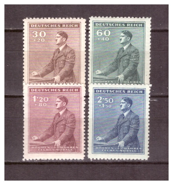 Böhmen und Mähren Sammlung 53.Geburtstag von Adolf Hitler Mi.85-88  Falz