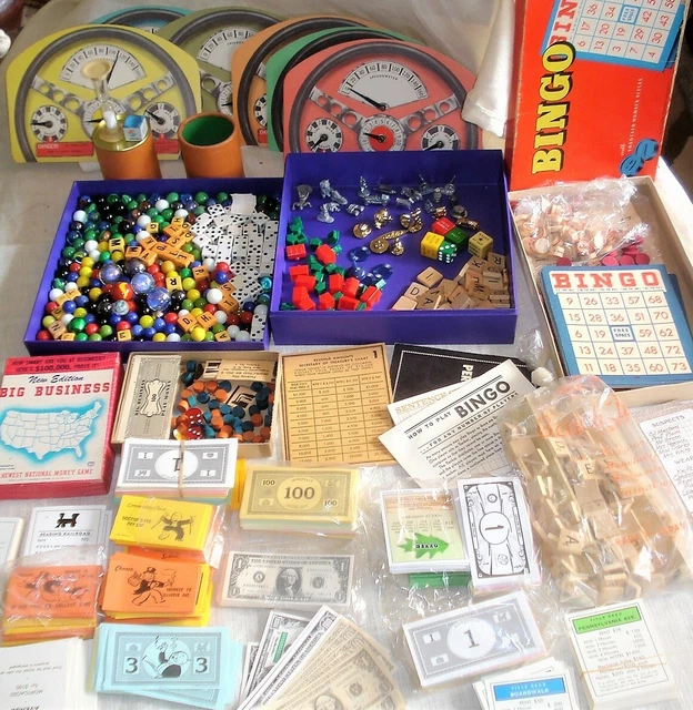 BIG LOT GAME Pieces MONOPOLY Tokens Cards Money SCRABBLE Tiles BINGO