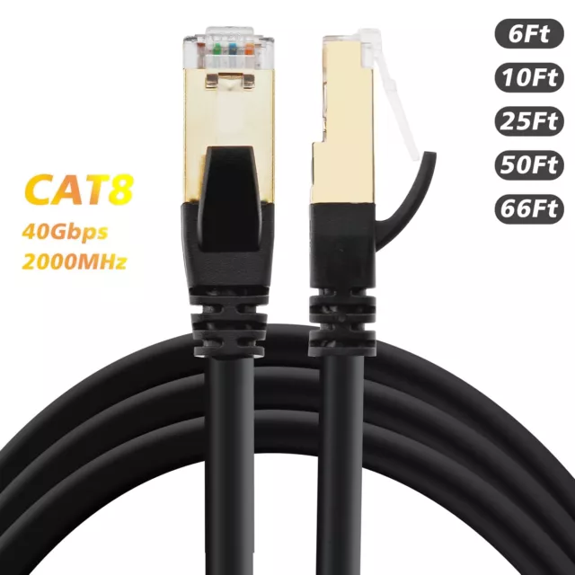 Set of 1-10 Cat8 Cable Ethernet Outdoor Network Wire 40Gbps Gigabit FFTP LAN lot