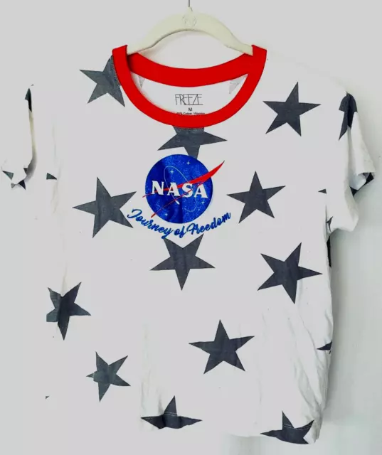 FREEZE NASA JOURNEY of Freedom Cropped T Shirt Red White Blue Size M ...