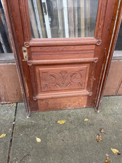CR 5 Antique carved entrance door pine with frame 85 x 36 x 5.25 3