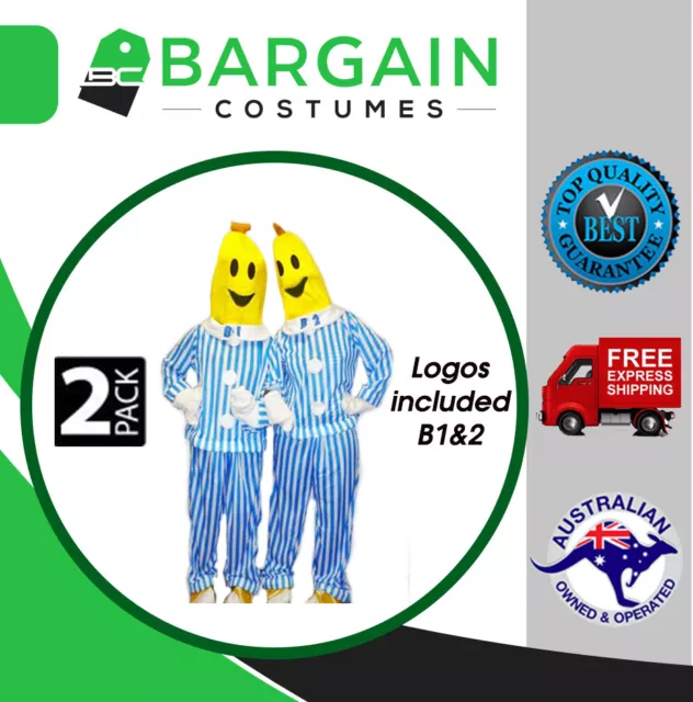 2 PACK Bananas in Pyjamas Mens Womens Fancy Dress Unisex Party Costume B1 B2