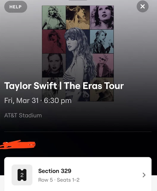 TAYLOR SWIFT - 2 Tickets - The Eras Tour - Arlington/ Dallas, TX - Mar