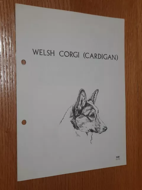 Welsh Corgi Cardigan Breed Supplement RAS Kennel Control Working Dogs Group 5
