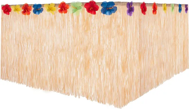 Hawaiian Table Skirt Tropical Party Decorations - Grass Table Skirt 9ft Tiki Ba