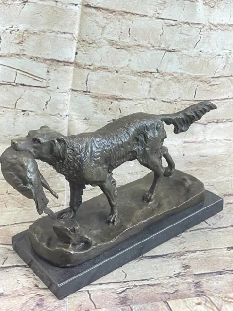 Labrador Retriever Bird Hunting Dog Bronze Marble Sculpture Trials Award Figure