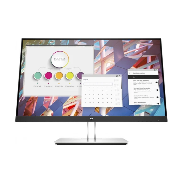 HP E24 G4 23.8 Zoll Full HD LCD IPS 5ms 16:9 USB DP HDMI Pivot Schwarz Silber