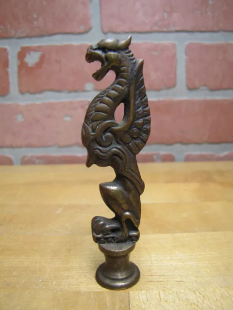 Antique Griffin Monster Beast Bronze Finial Decorative Arts Hardware Element