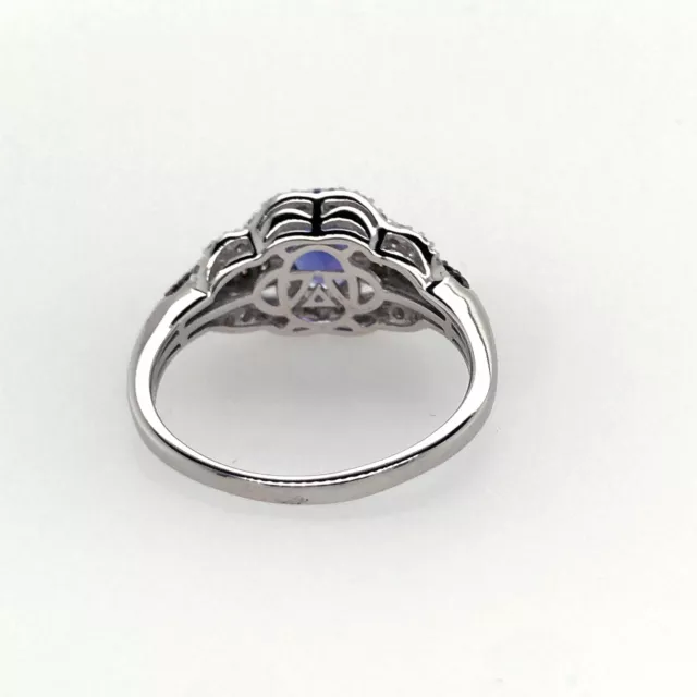 LeVian 14K White Gold Tanzanite G-H SI1 Chocolate Diamond 1.4 cts Ring Size 10 3