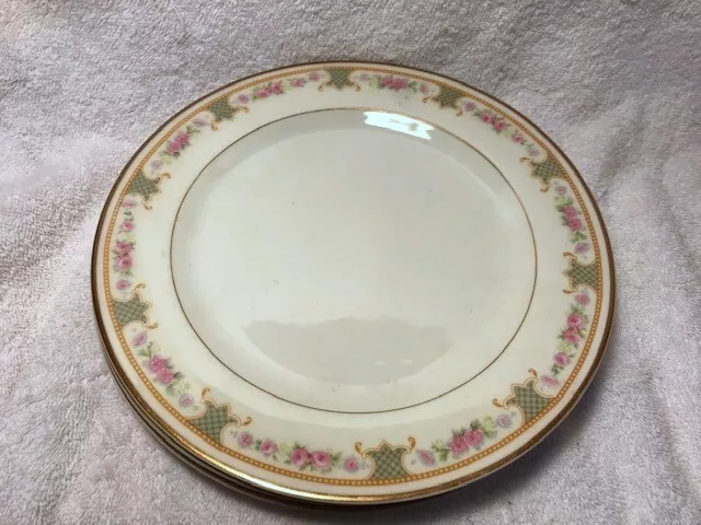 3 Vtg Limoges dinner plates & 3 dessert plates;  France, Rare Design see details