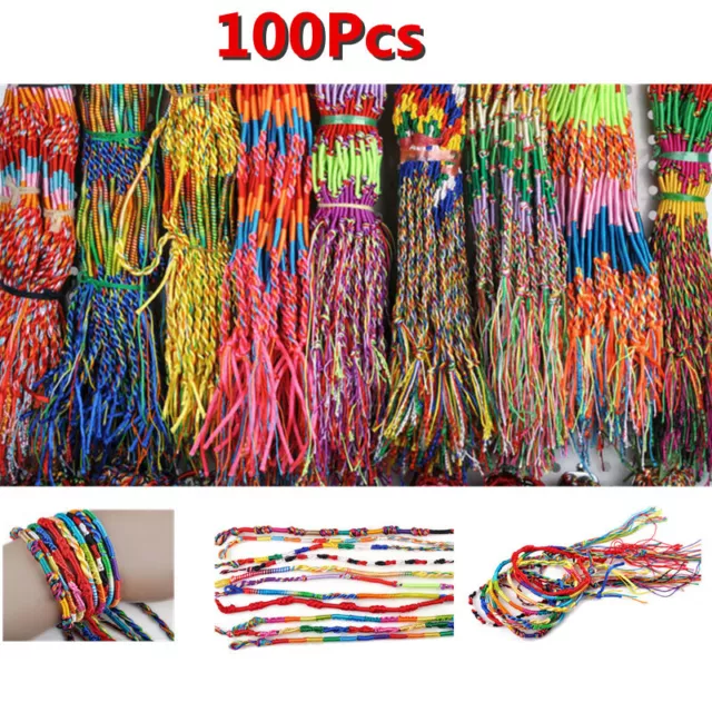 100Pcs Wholesale Jewelry Lot Braid Strands Friendship Cords Handmade Bracelets