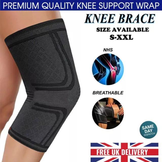 Knee Support Compression Sleeve Brace Patella Arthritis Pain Relief Gym Sport