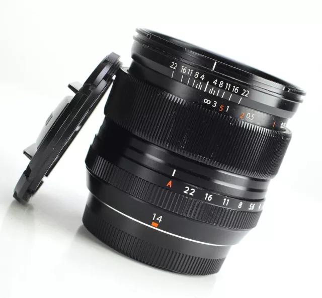 Fujinon XF 14mm F2.8 R Autofocus Aspherical Fuji Prime Lens Front & Rear Caps