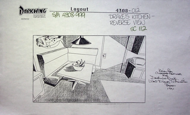 DARKWING DUCK PRODUCTION Studio SIGNED BRIAN RAY Production Background ...