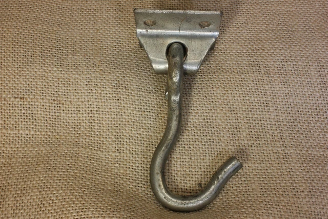 old swivel Plant Hook Porch steel hanger rustic 1 3/4 x 3 3/4” vintage