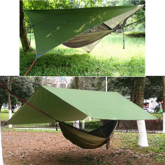 Outdoor Hammock With Mosquito Net, Camping Hammock with Tarp Rain Fly Shelter