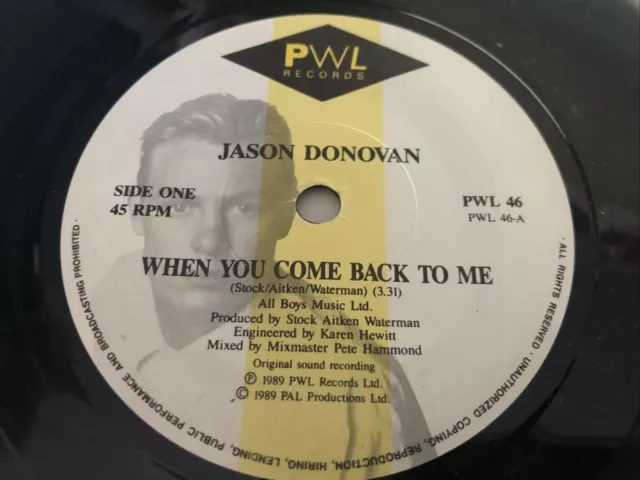 Jason Donovan - When You Come Back To Me 7" Vinyl Single Record