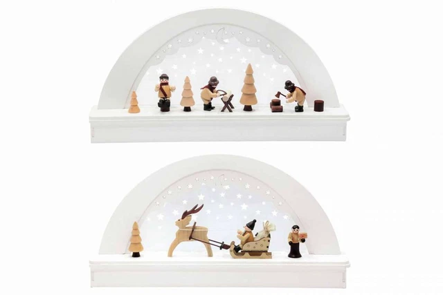 LED-Lichterbogen Holz mit Acryl Schwibbogen 43x6x21 cm Erzgebirge HGD CW25-9037