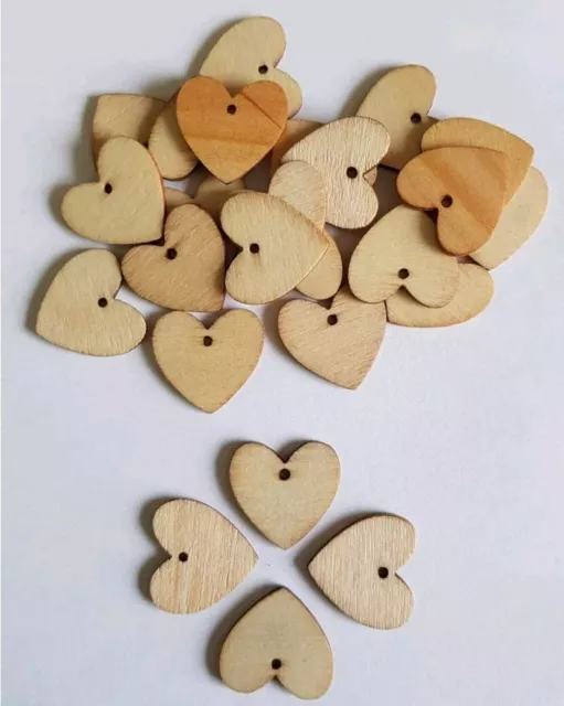 20 Mini heart 2.0cm  Natural Small Wooden buttons Wood card making love