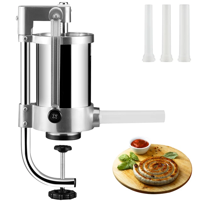 VEVORSausage Stuffer2.5LBS/1.5L Capacity Homemade Sausage Maker Stainless Steel