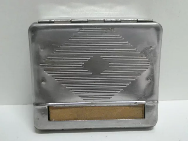 Vintage Art Deco Nickel Plated Metal Cigarette Tobacco Case Made France
