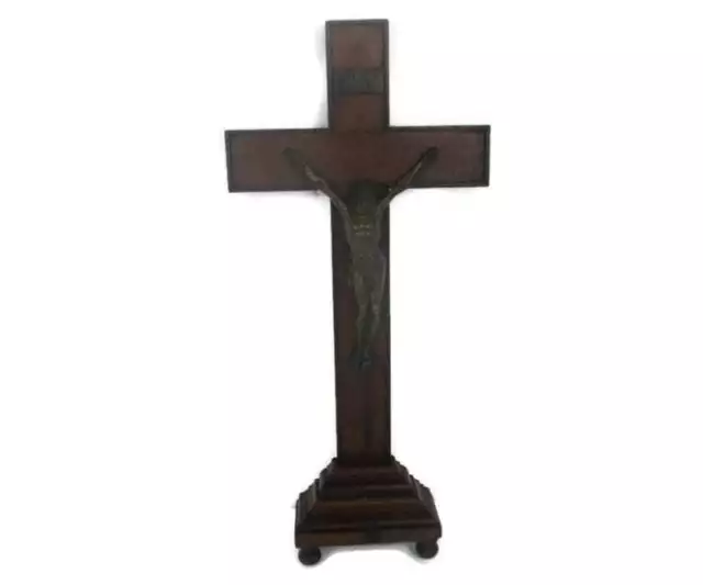 Large Standing Altar Church Chapel Crucifix Jesus Christ Cross Bronze  Corpus Ha