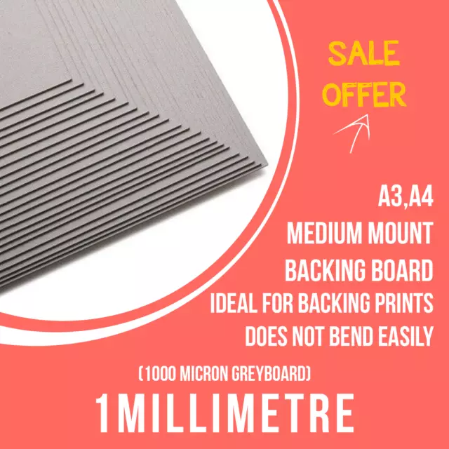 A6 A5 A4 A3 A2 WHITE BACKING BOARD CRAFT CARD THICK PAPER GREYBOARD  CARDBOARD MM