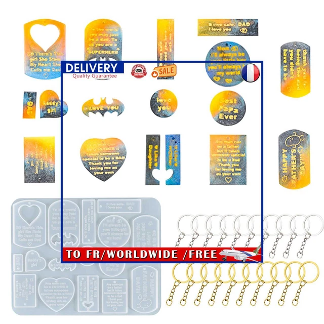 Silicone Resin Keychain Molds Epoxy Resin Greetings Sentences (Father)