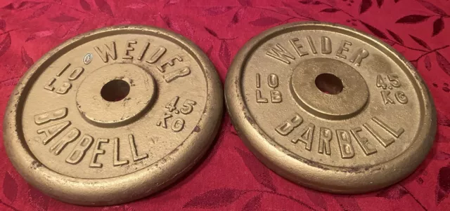 VINTAGE WEIDER BARBELL New 2x 10lb Weight Plates CHROME 1