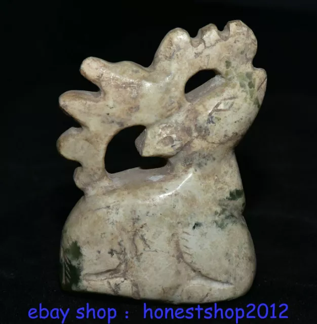 3.4"alter china Hongshan-Kultur-Hetian-Jade-geschnitzter Hirsch-Statuen-Anhänger