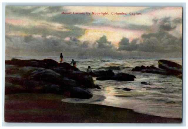 c1910's View Of Mount Lavinia By Moonlight Colombo Ceylon Sri Lanka Postcard