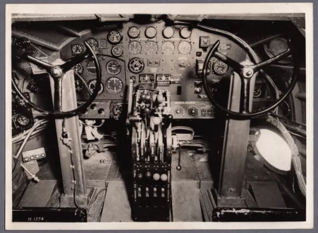 Short Stirling Bomber Controls Cockpit Original Vintage Press Photo Ww2 Raf