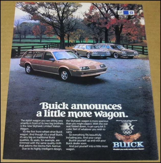 1983 Buick Skyhawk Wagon Print Ad Car Advertisement Vintage Stan Musial Hazel